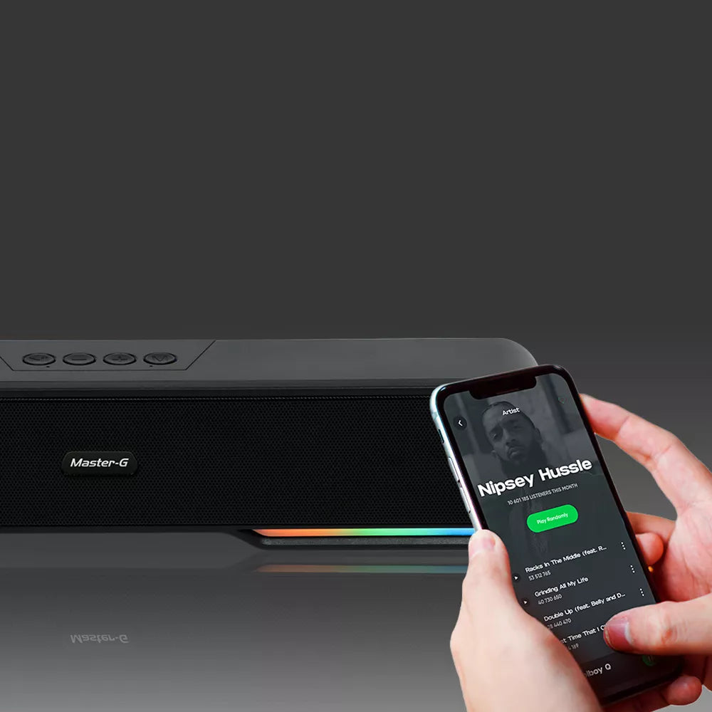 Soundbar Parlante Gamer Bluetooth Luces Rgb 1200mah Color Negro Master-G