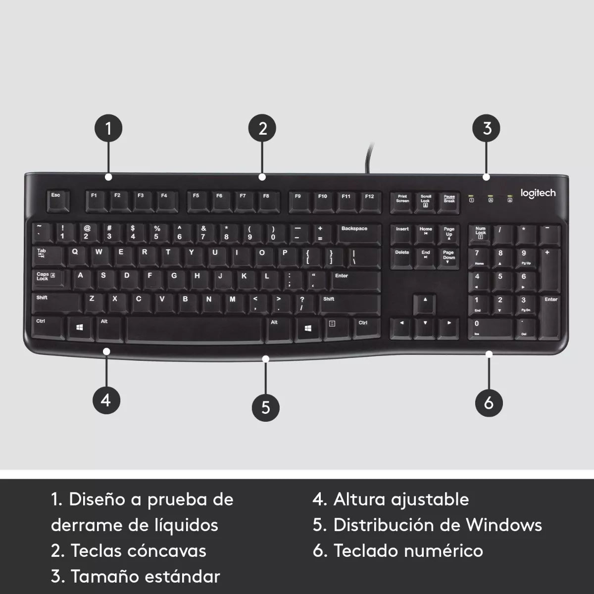Teclado Logitech K120 Qwerty Español España Color Negro