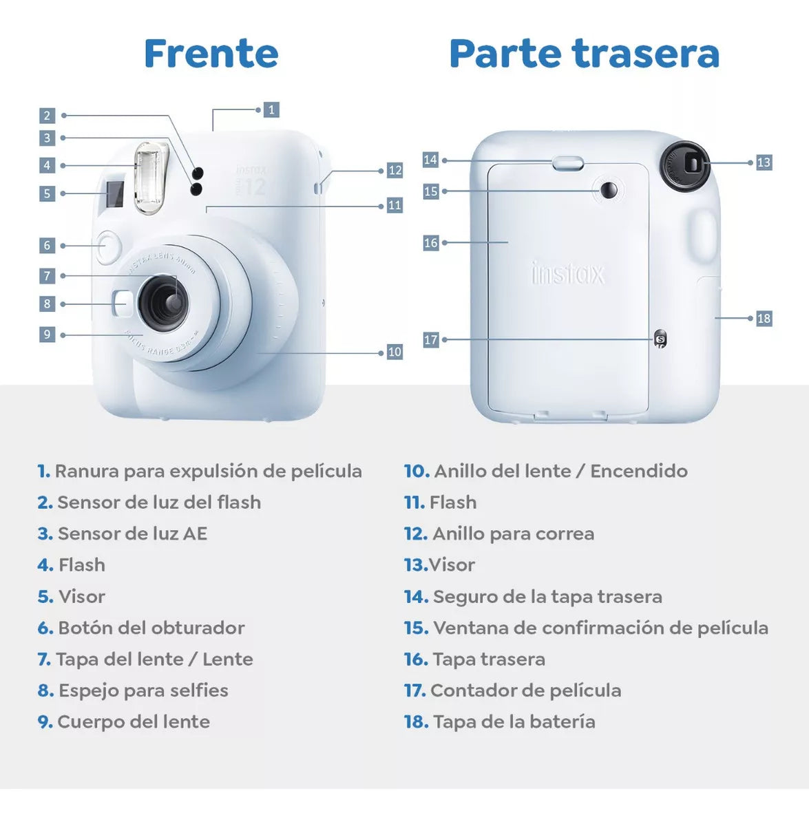 Cámara Instax Mini 12 - Color azul/Verde/Rosa