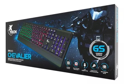 Teclado Gamer Super Iluminado Led C/cable Xtech Xtk-050s Color Del Teclado Negro Idioma Español Latinoamérica