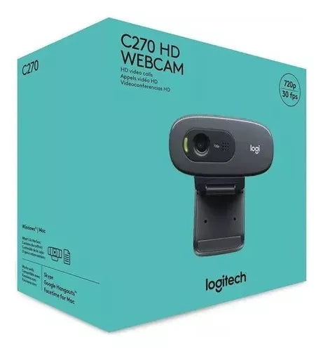 Cámara Webcam Logitech C270 Hd 720p, 30 Fps, Color Negro.