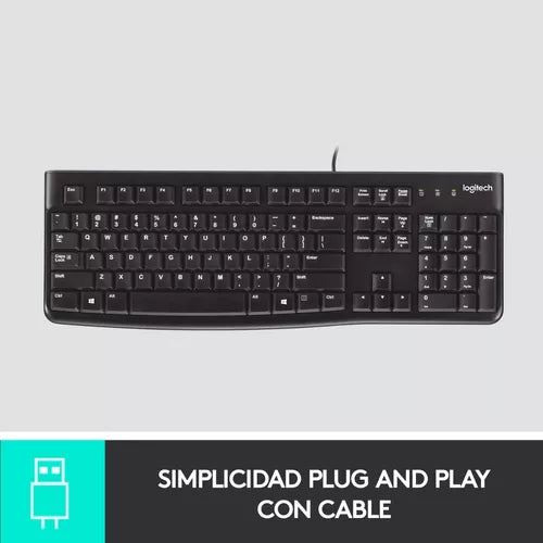 Teclado Logitech K120 Qwerty Español España Color Negro
