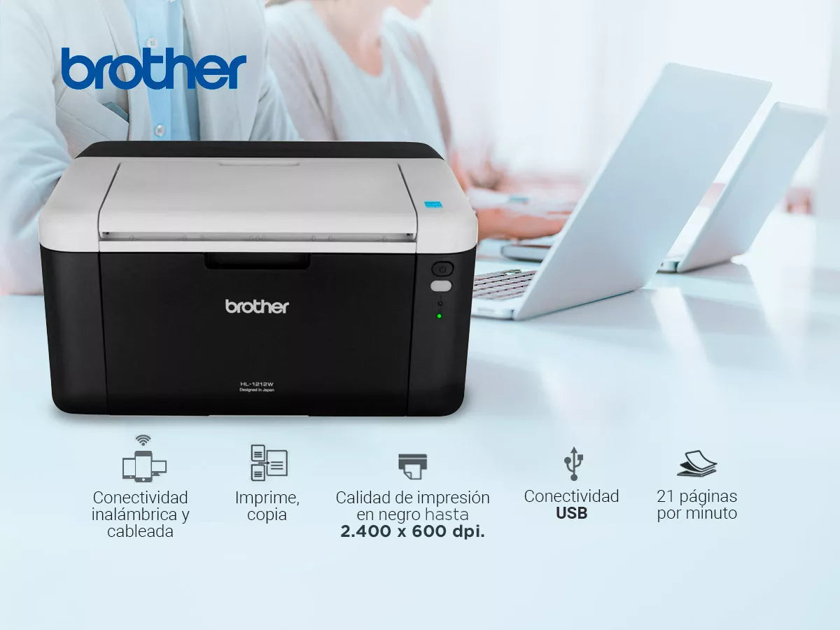 Impresora Simple Función Monocromática Brother Laser Hl-1212w Con Wifi 220v