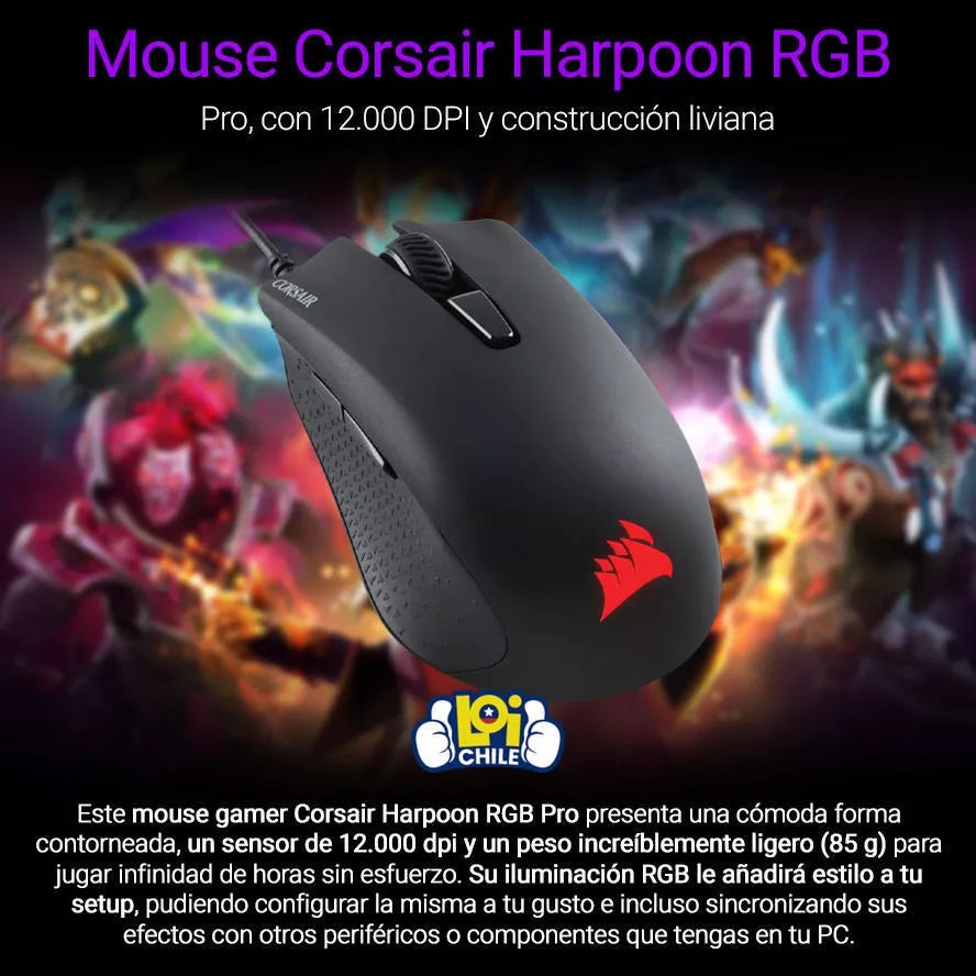 Mouse gamer de juego Corsair Harpoon RGB PRO negro