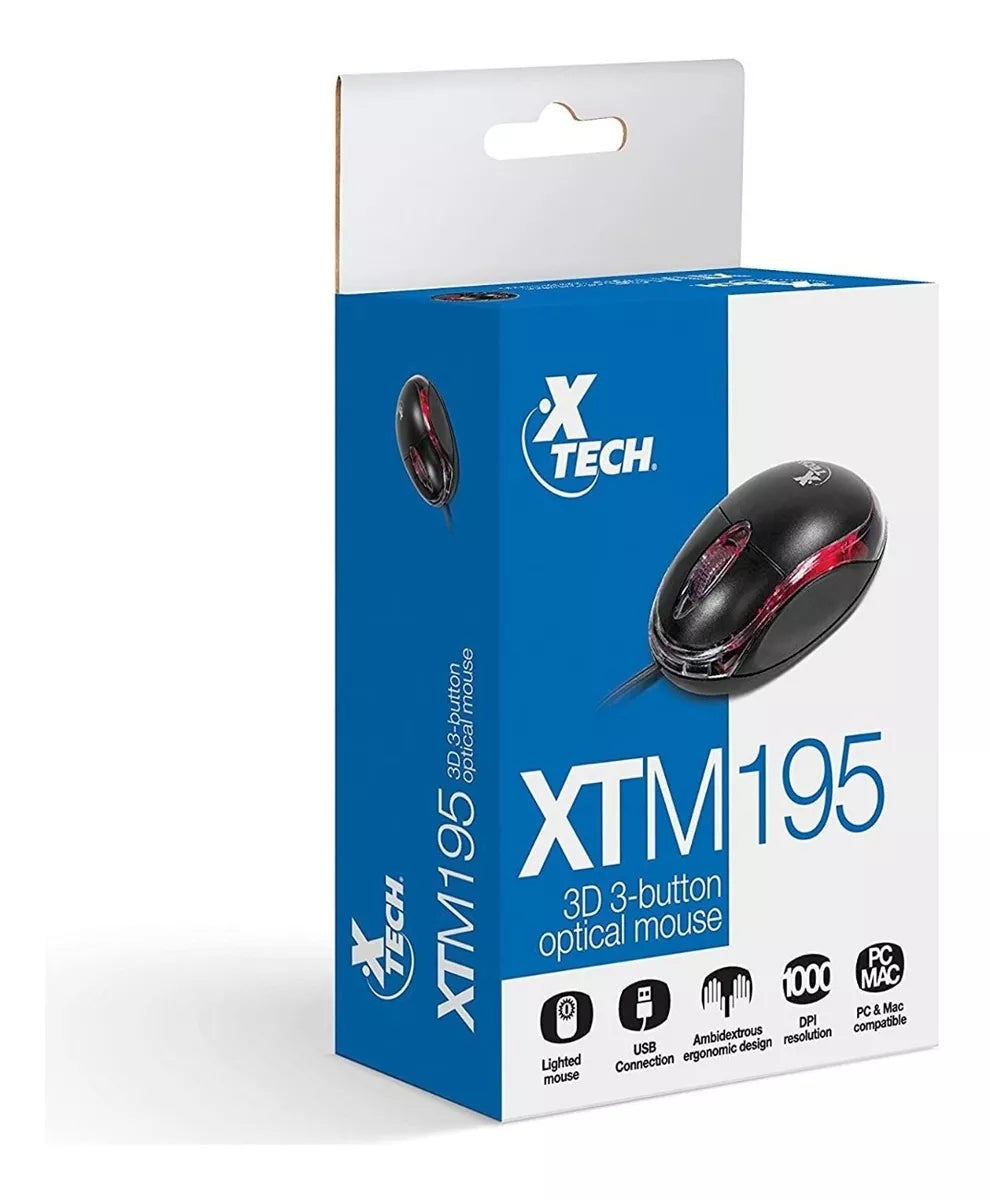 Mouse Optico Usb Xtech Negro-rojo Color Negro