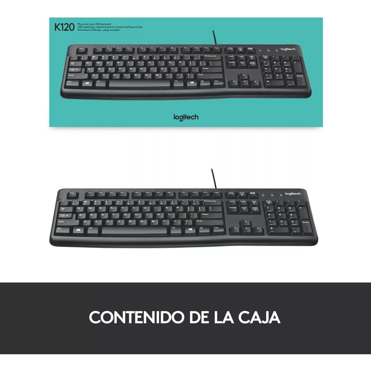 Teclado Logitech K120 Qwerty Español España Color Negro