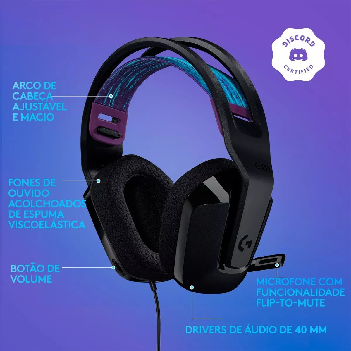 Audifono Gamer Logitech G335 Negro Pc/ps4/switch/xbox