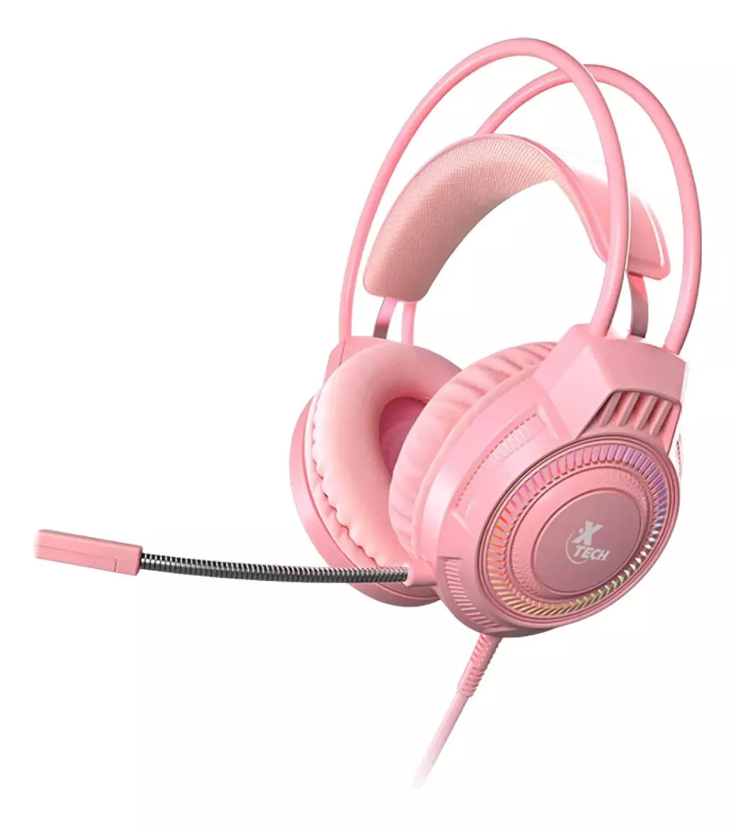 Auriculares Estéreo Gamer Xtech Luz Led 3.5mm Rosa Xth-564