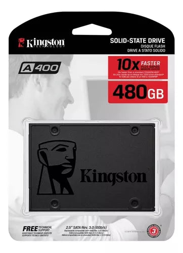 Ssd Kingston Sata3 De 480 Gb, L/g 500/450 Mb/s, Sa400s37/480 Gb, Color Negro