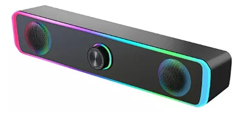 Soundbar Parlante Gamer Con Luces Rgb Bluetooth Color Negro