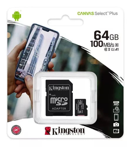 Tarjeta Microsd Kingston Canvas Select Plus De 64 Gb A 100 Mb/s