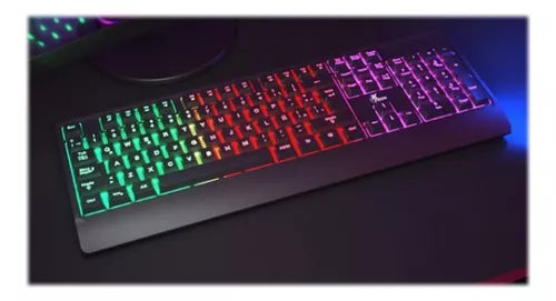 Teclado Gamer Super Iluminado Led C/cable Xtech Xtk-050s Color Del Teclado Negro Idioma Español Latinoamérica