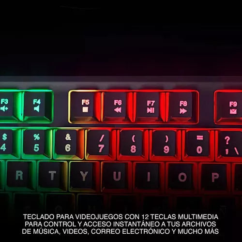 Teclado Gamer Super Iluminado Led C/cable Xtech Xtk-050s Color Del Teclado Negro Idioma Español Latinoamérica